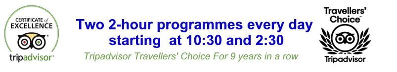 Two 2-hr programmes at 10:30 & 2:30:  Tripadvisor Travellers' Choice for 8 years in a row